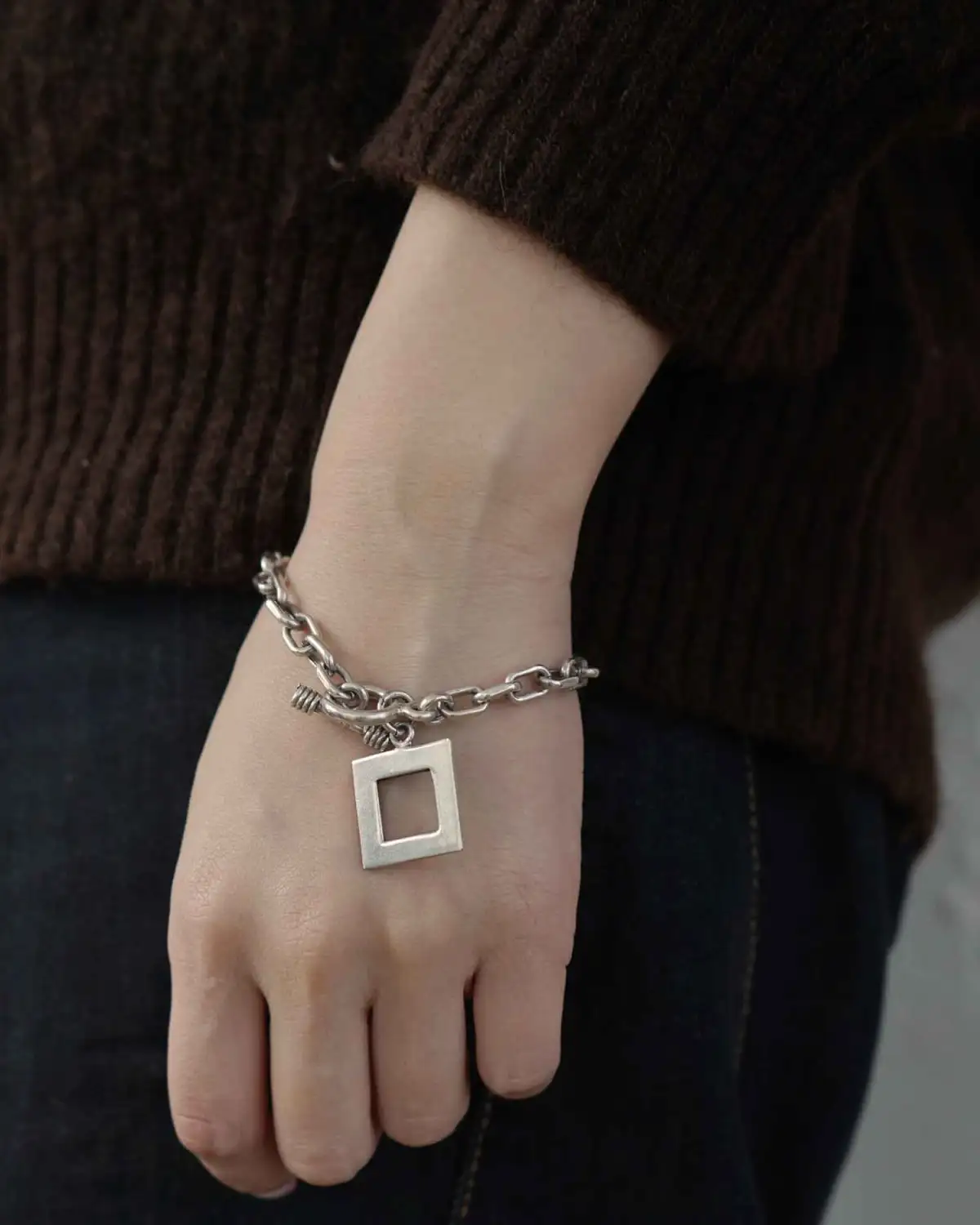 Chain Bracelet with Square Charm