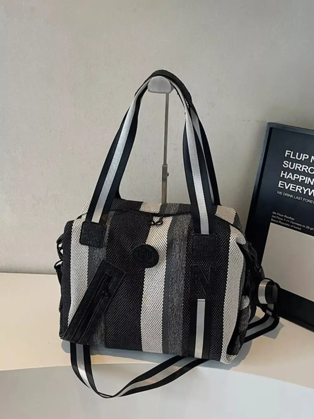 Striped Duffle Duffel Bag