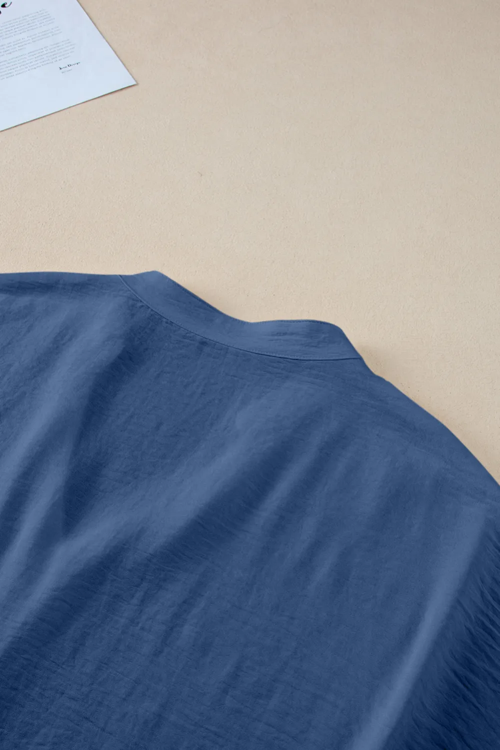 Sail Blue Notched Neck Batwing Blouse