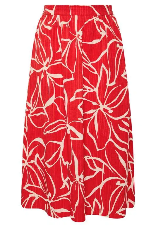 Red Floral Print Skirt