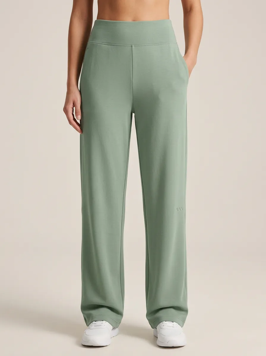 Women's Casual Minimalist Sage Green Solid Color Wide Leg Pants