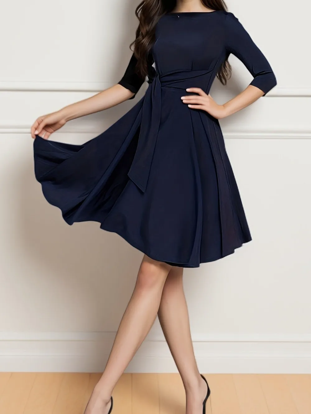 Women's A-Line Pleated Midi Dress