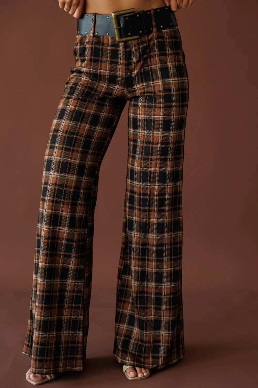 Belted Plaid Pants