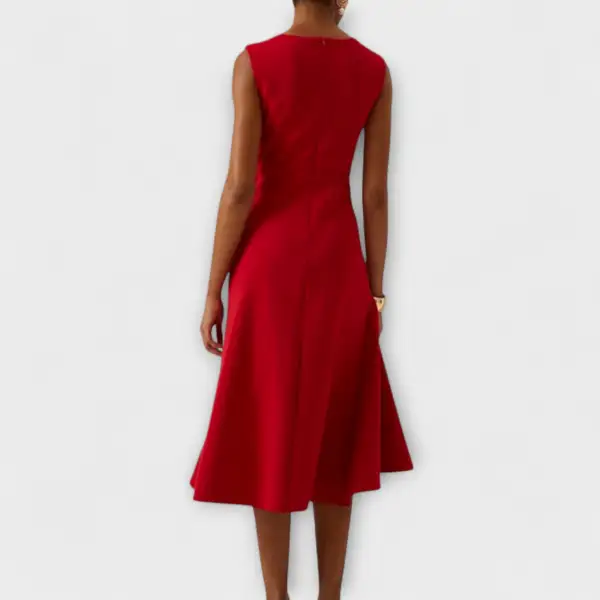 Pleated Asymmetrical Midi Dress
