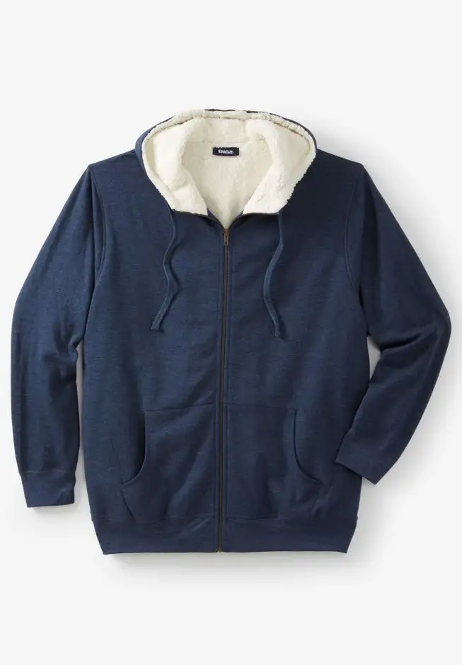 Sherpa-Lined Fleece Zip Hoodie