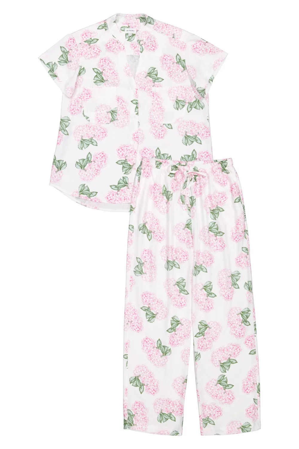 Pink Flowers Pajama Set Long