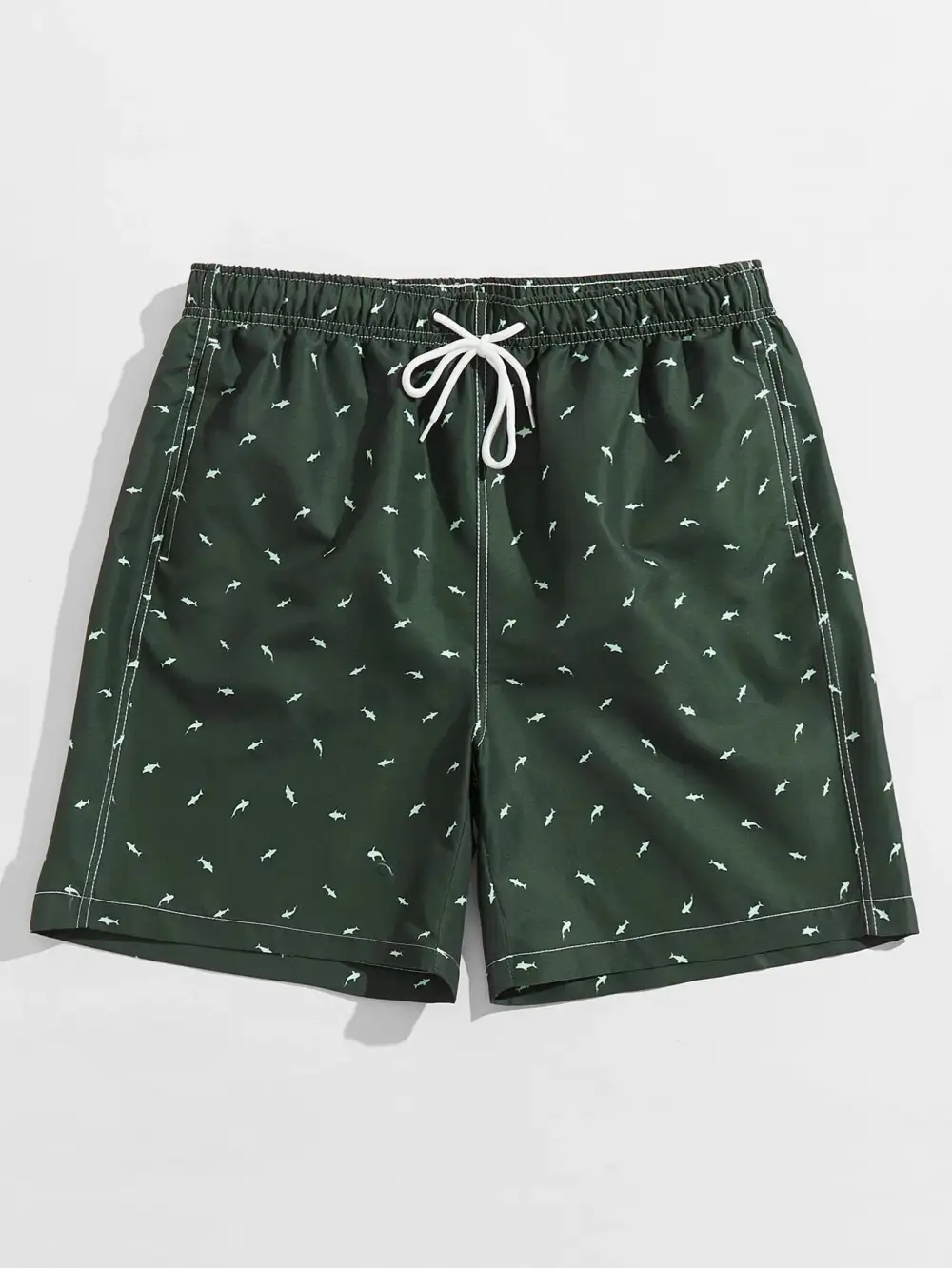 Men's Allover Shark Print Pocket Swim Trunks