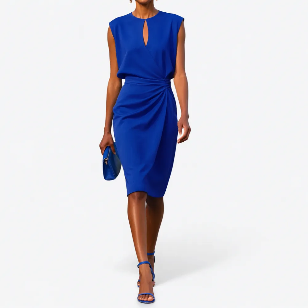  Draped Waist Midi Dress