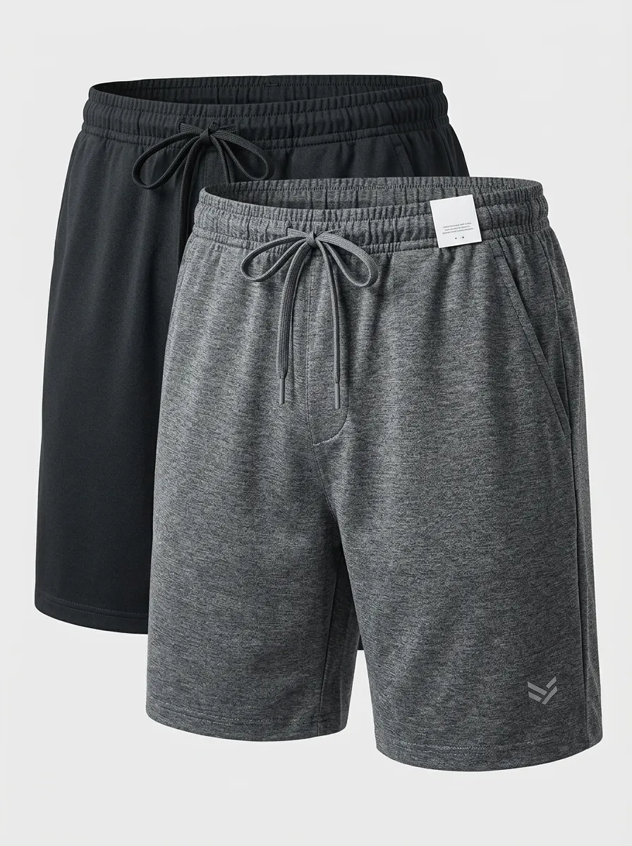 Drawstring Gym Athletic Two-Pack Athletic Shorts