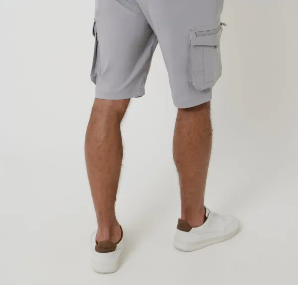 Chalk Elastic-Waist Stretch Cargo Shorts