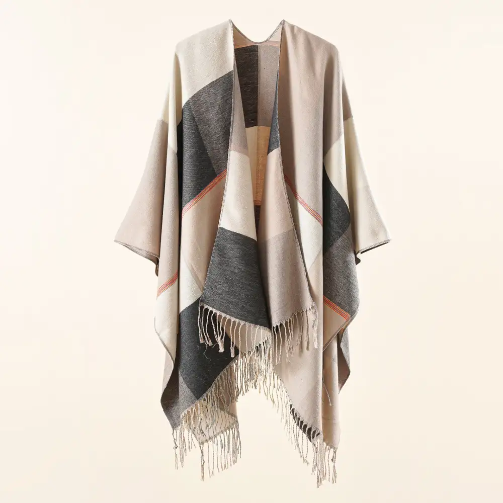 Lightweight Geometric Woven Ruana Wrap