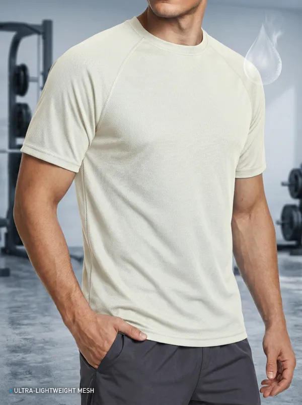 Raglan-Sleeve Active Men's Crewneck Athletic T-Shirt