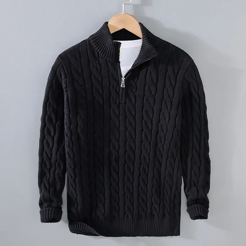 Cable-Knit Half-Zip Pullover