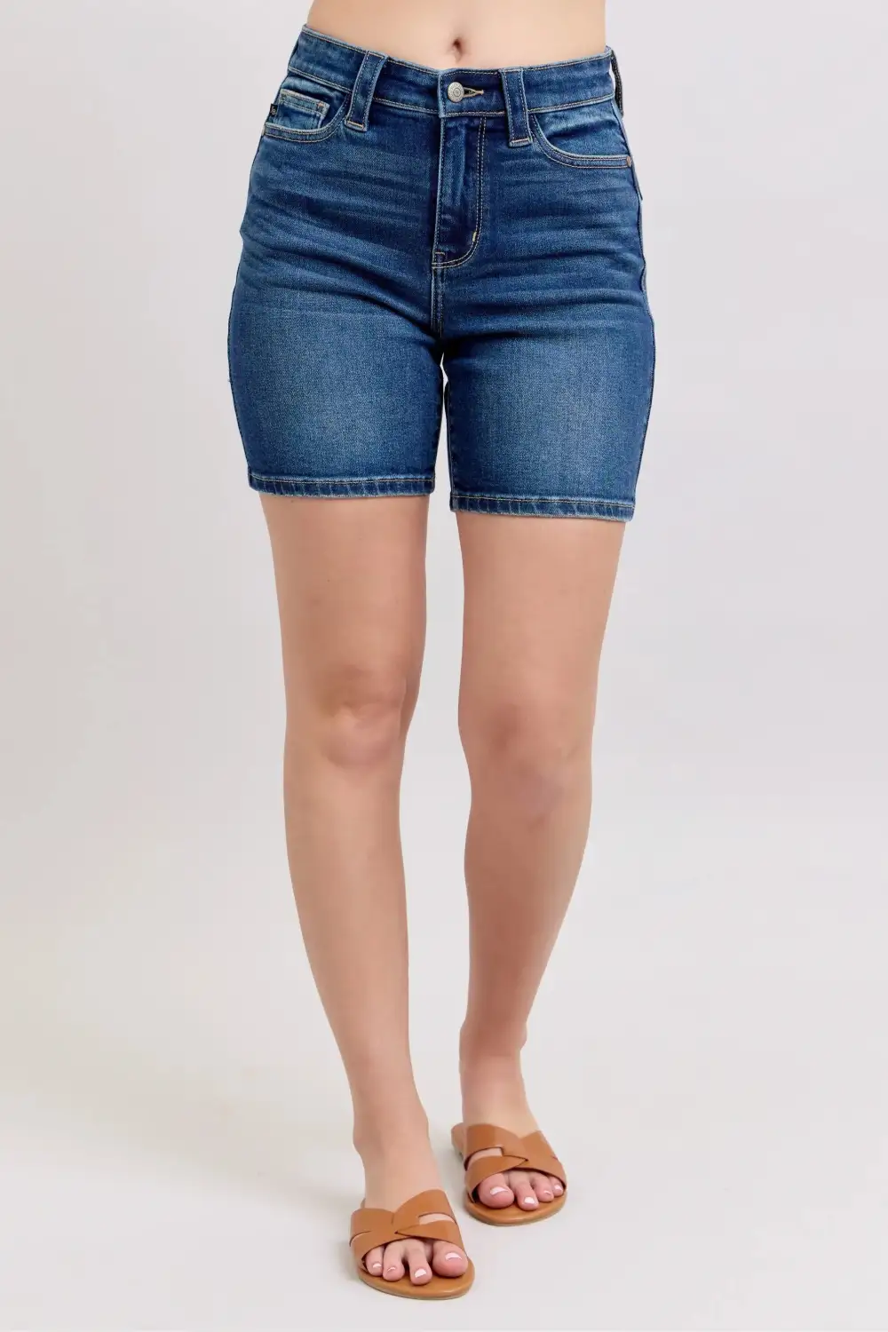 Structured High Waist Pocketed Denim Jeans