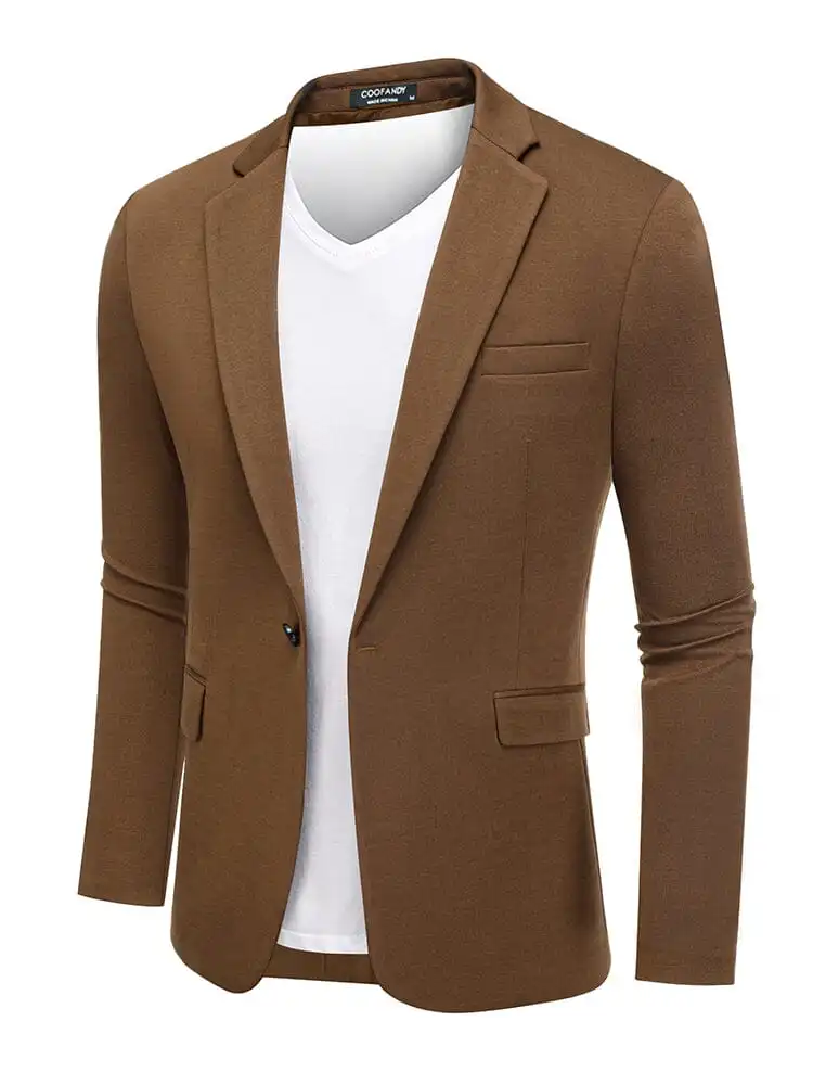 Casual One Button Knit Suit Jacket Sweater
