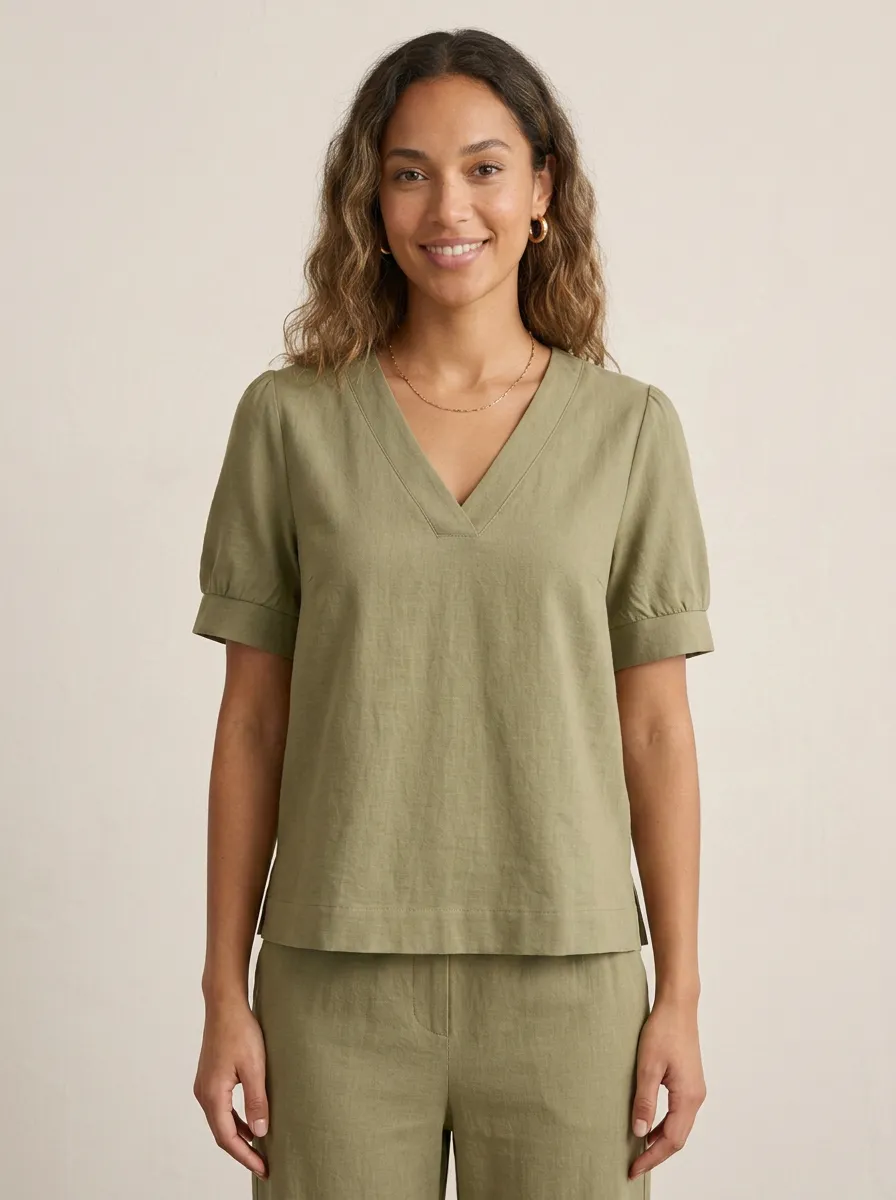 Minimal Relaxed Women's V-Neck Casual Lounge Set