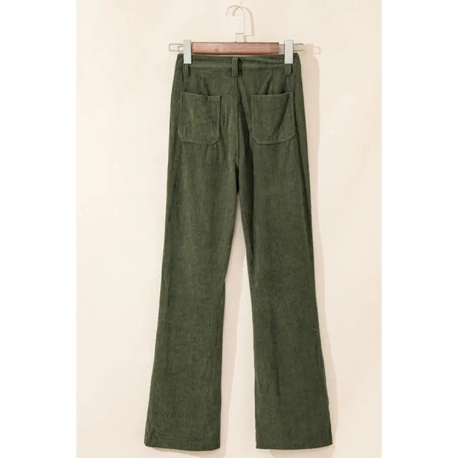 High Waist Square Pockets Corduroy Pants