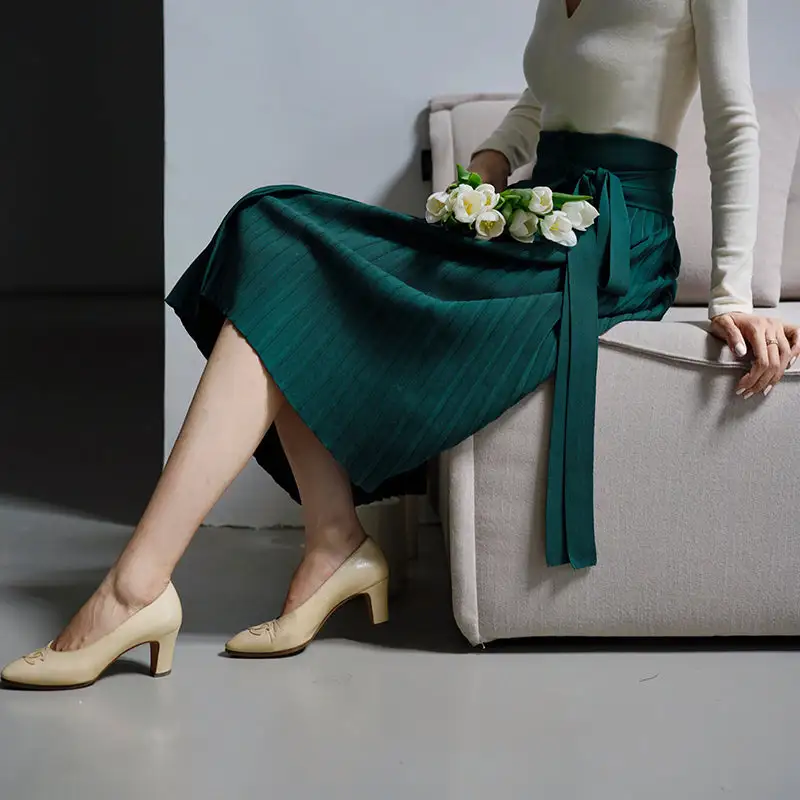 Subtle Travel Everyday Casual Pleated Skirt