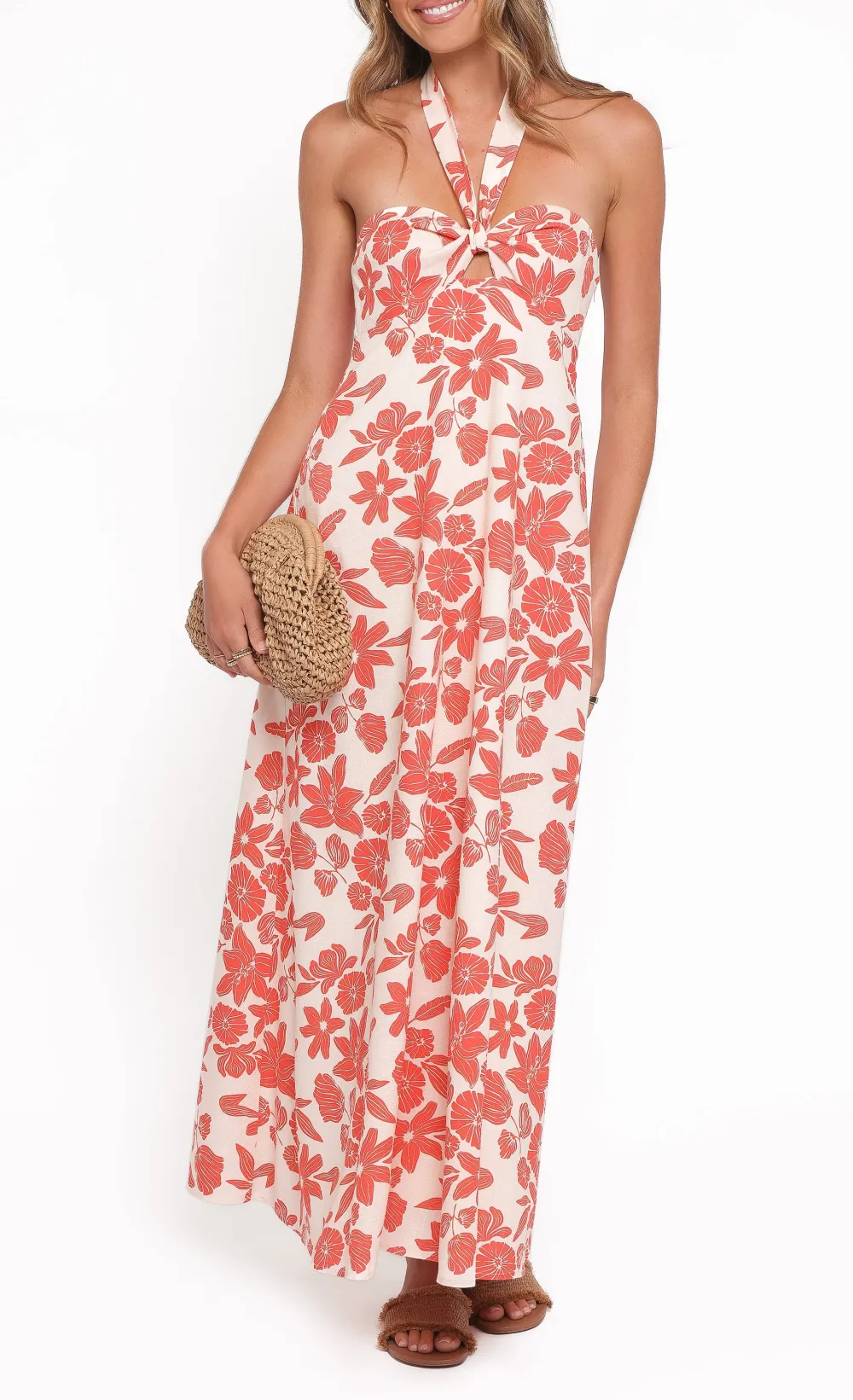 Shirred Halter Maxi Dress