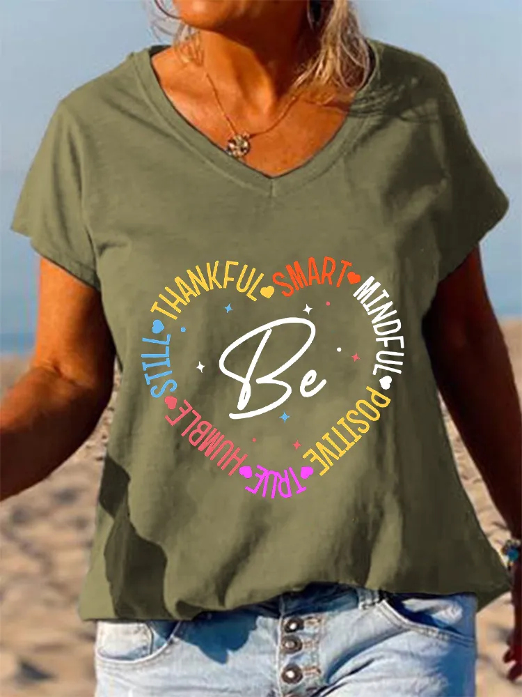 Be Thankful Themed V-Neck T-Shirts