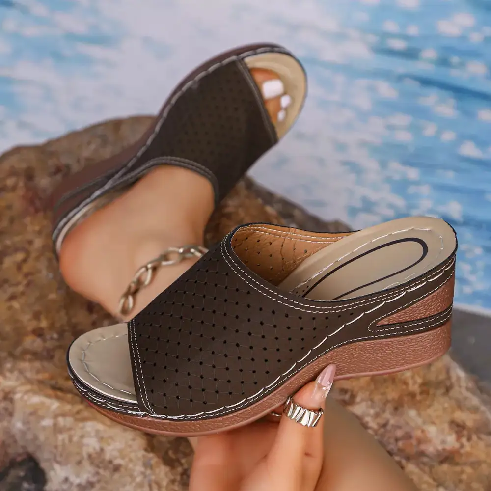 Simple Open Toe Wedge Sandals