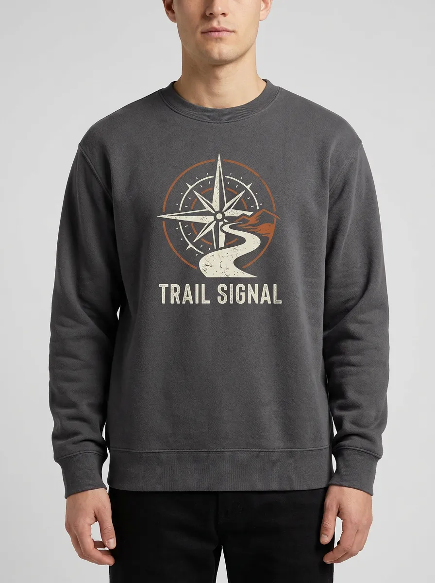 Men's Hiking Adventure Compass Trail Signal Printed Sweatshirt