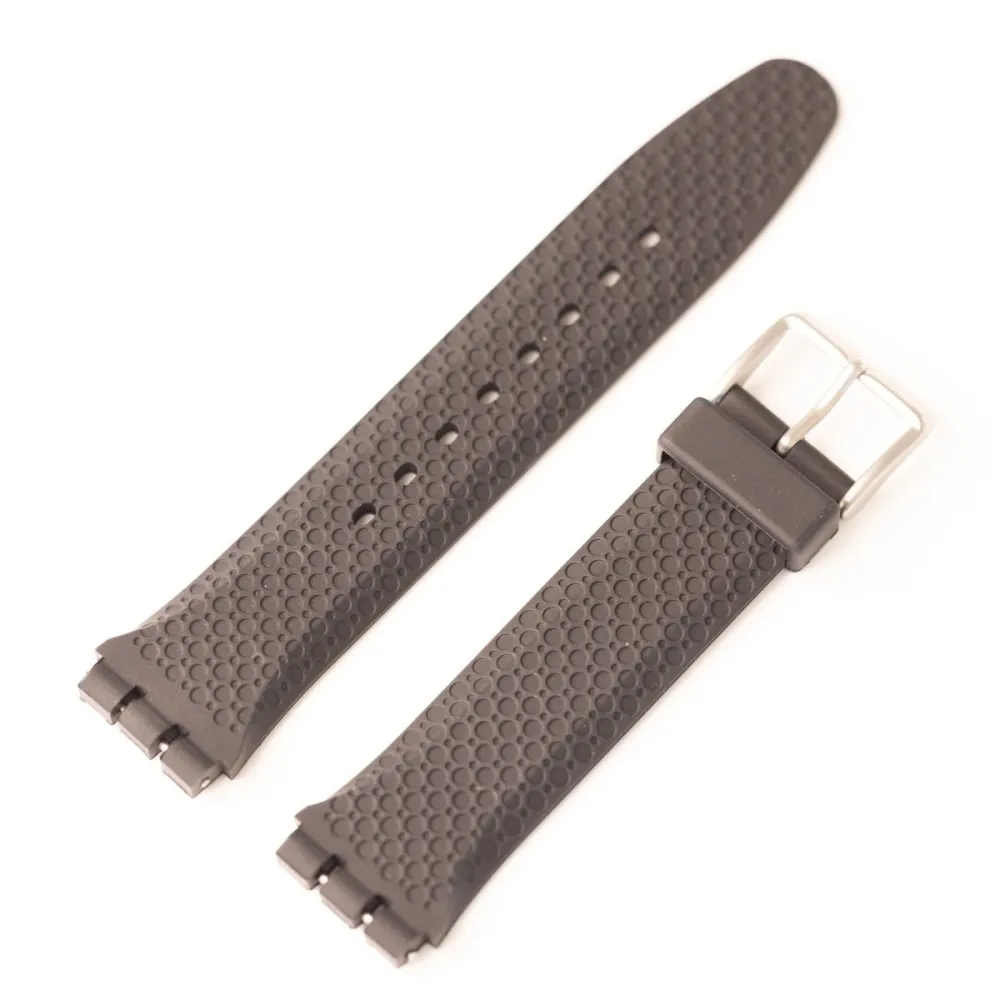 Waffle Texture Leather Rubber Watch Strap