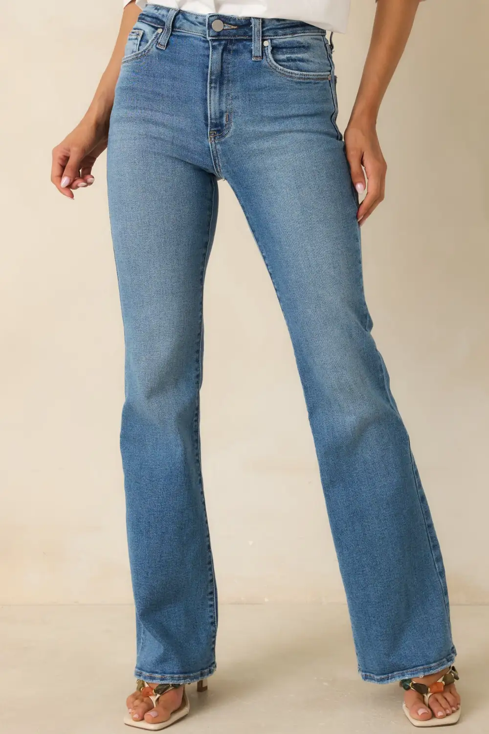 Medium Wash Cotton Flare Jeans