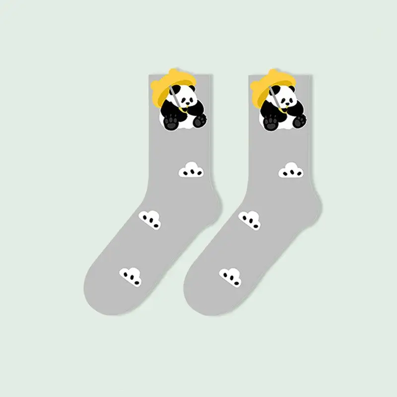 Whimsical Panda Cloud Crew Socks