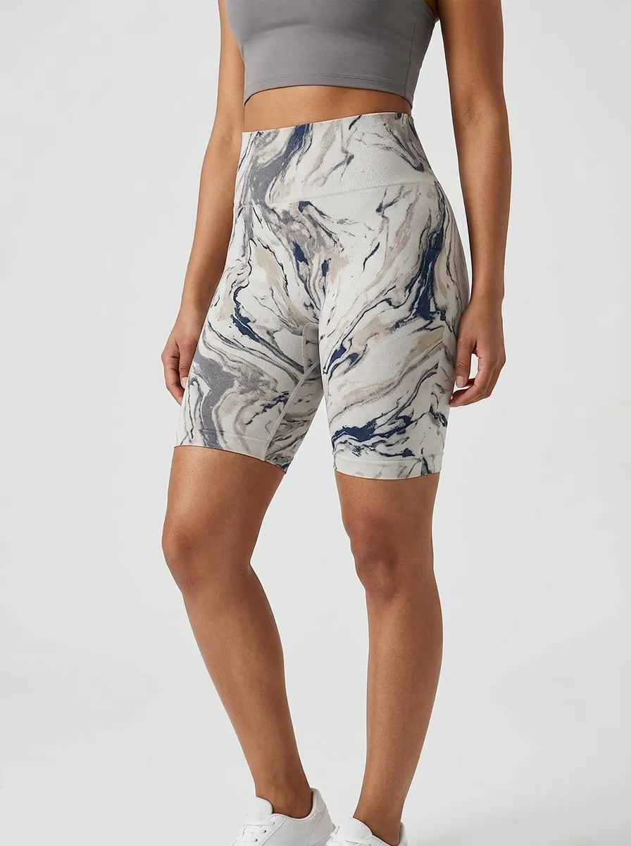 Women's Abstract-Print Seamless High-Rise Biker Shorts