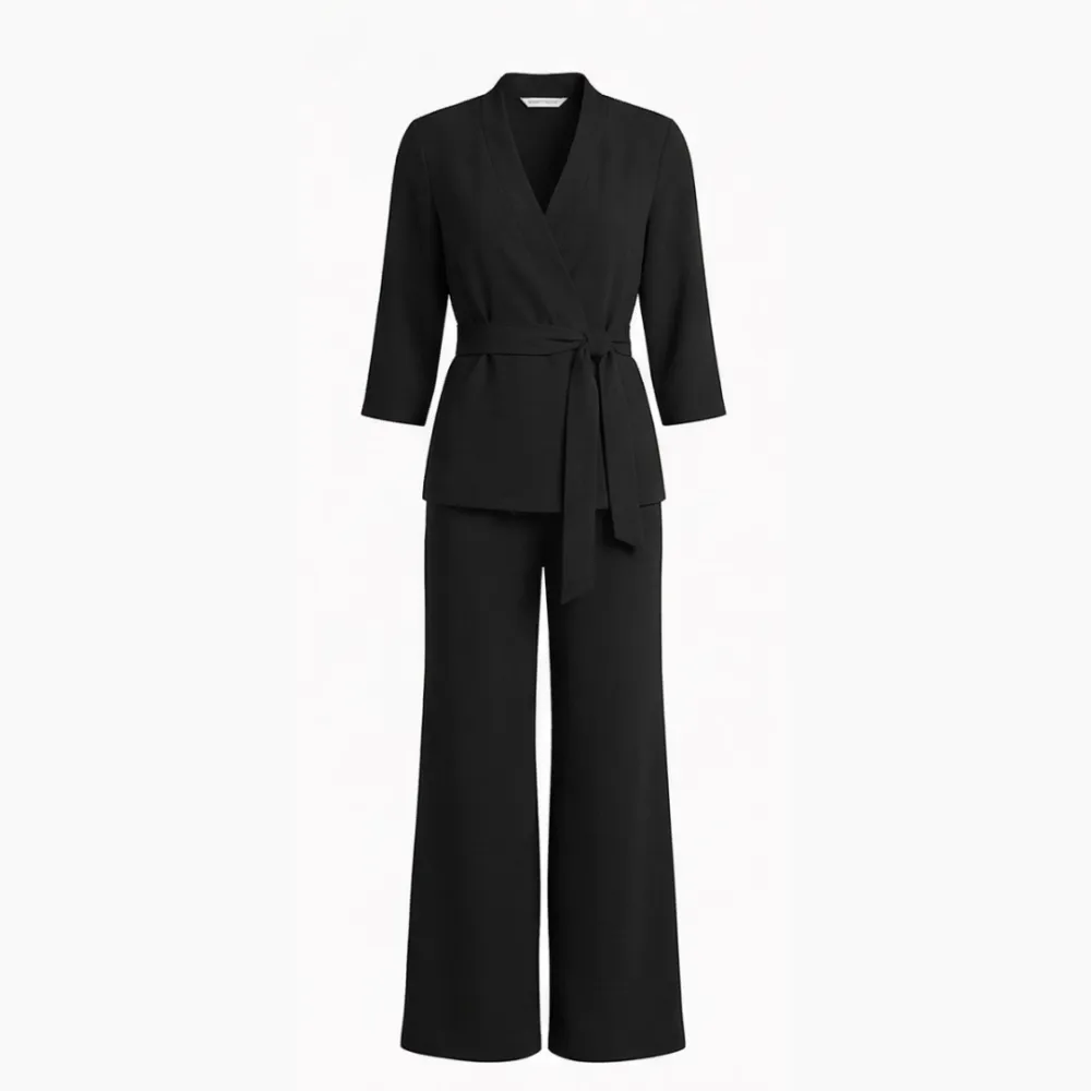 Wrap Tie Blazer Pants Set