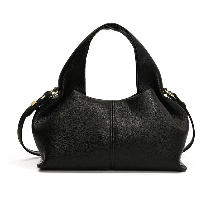 Faux Leather Pleated Dumpling Bag