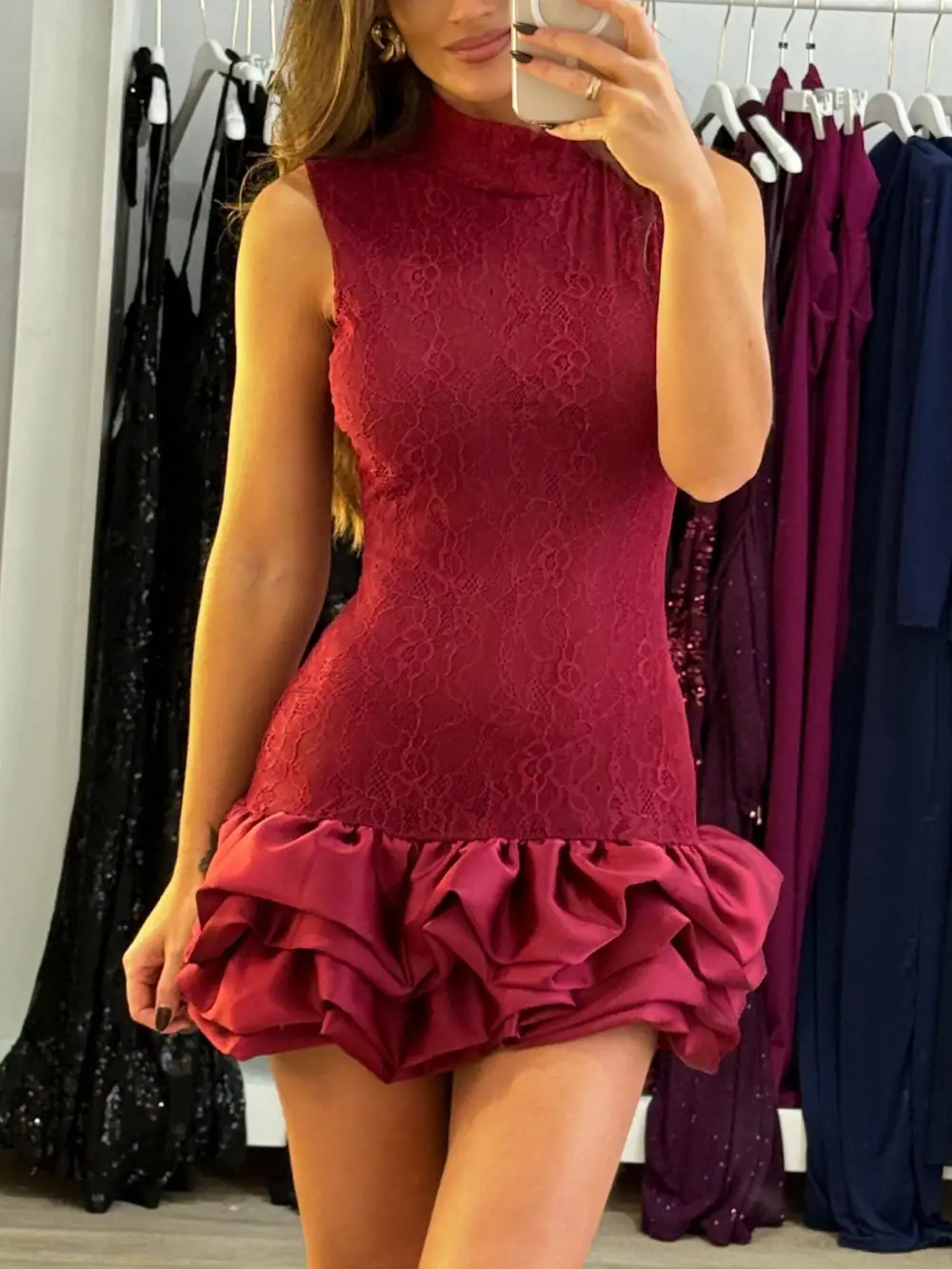 Lace Splicing Mini Dress