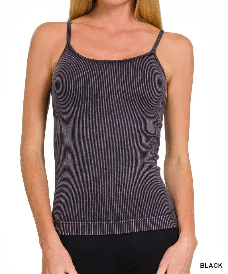 Stone Washed Ribbed Seamless Tank Top