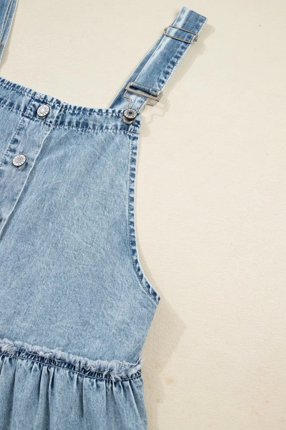 Smooth Finish Denim Tiered Jumpsuit