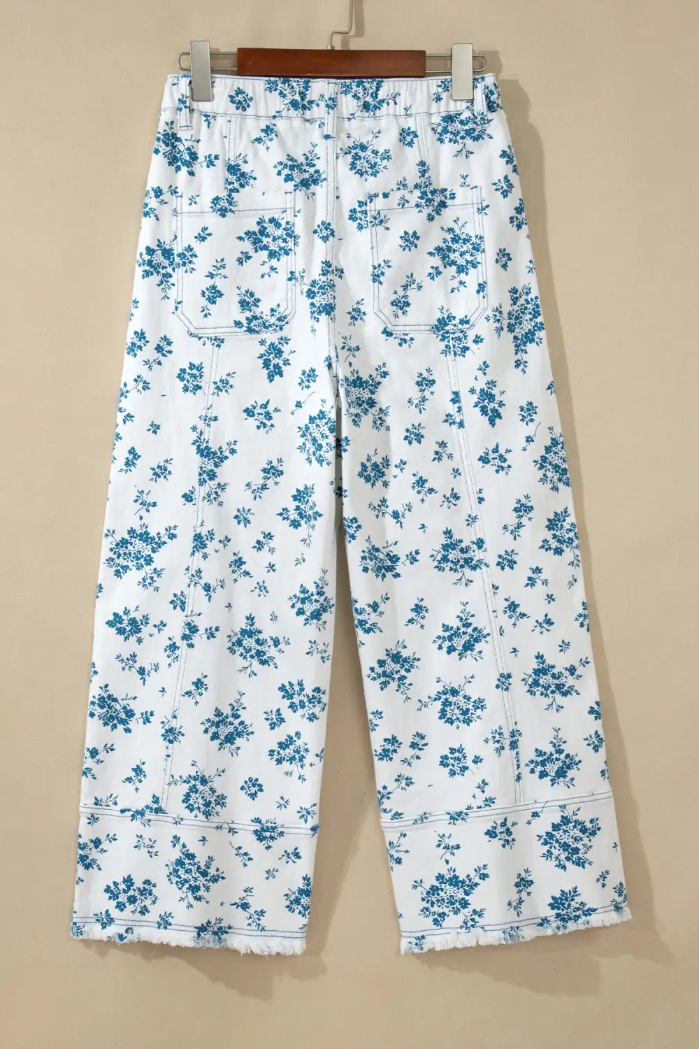Women's Floral Print Tie Waist Straight Leg Jeans