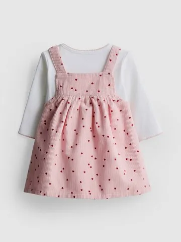 0-18mths | Bodysuit and Corduroy Pinafore Dress Newborn Set