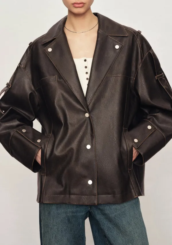 Vintage Biker Vegan Leather Jacket