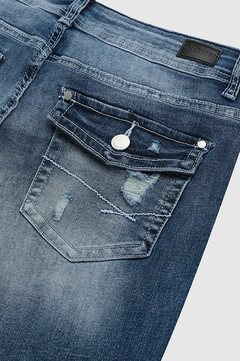 Washed Ripped Low Waist Crop Skinny Jeans