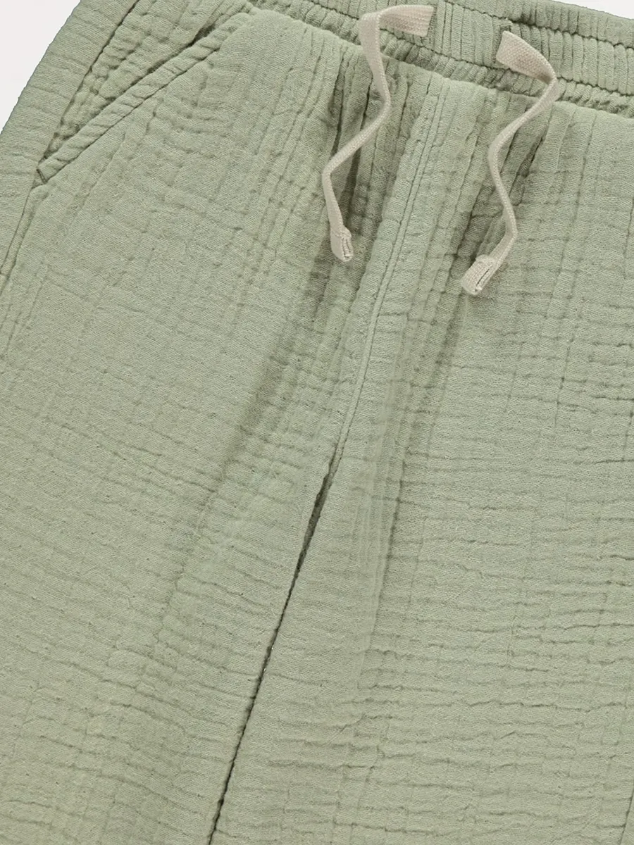 Khaki Cheesecloth Trousers