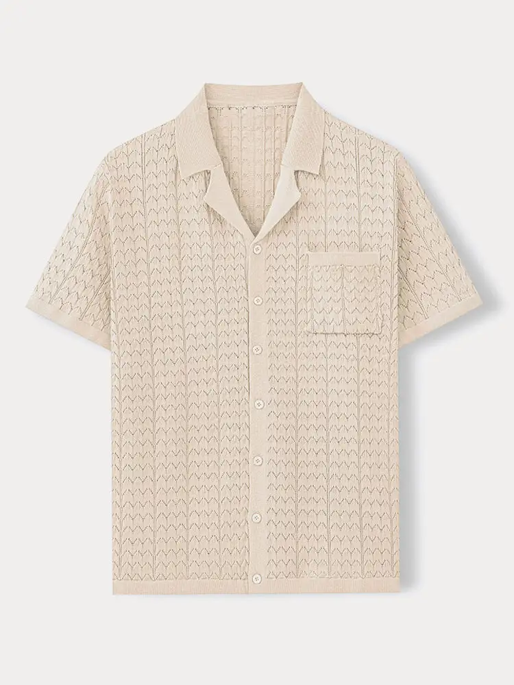 Casual Breathable Textured Knit Shirt