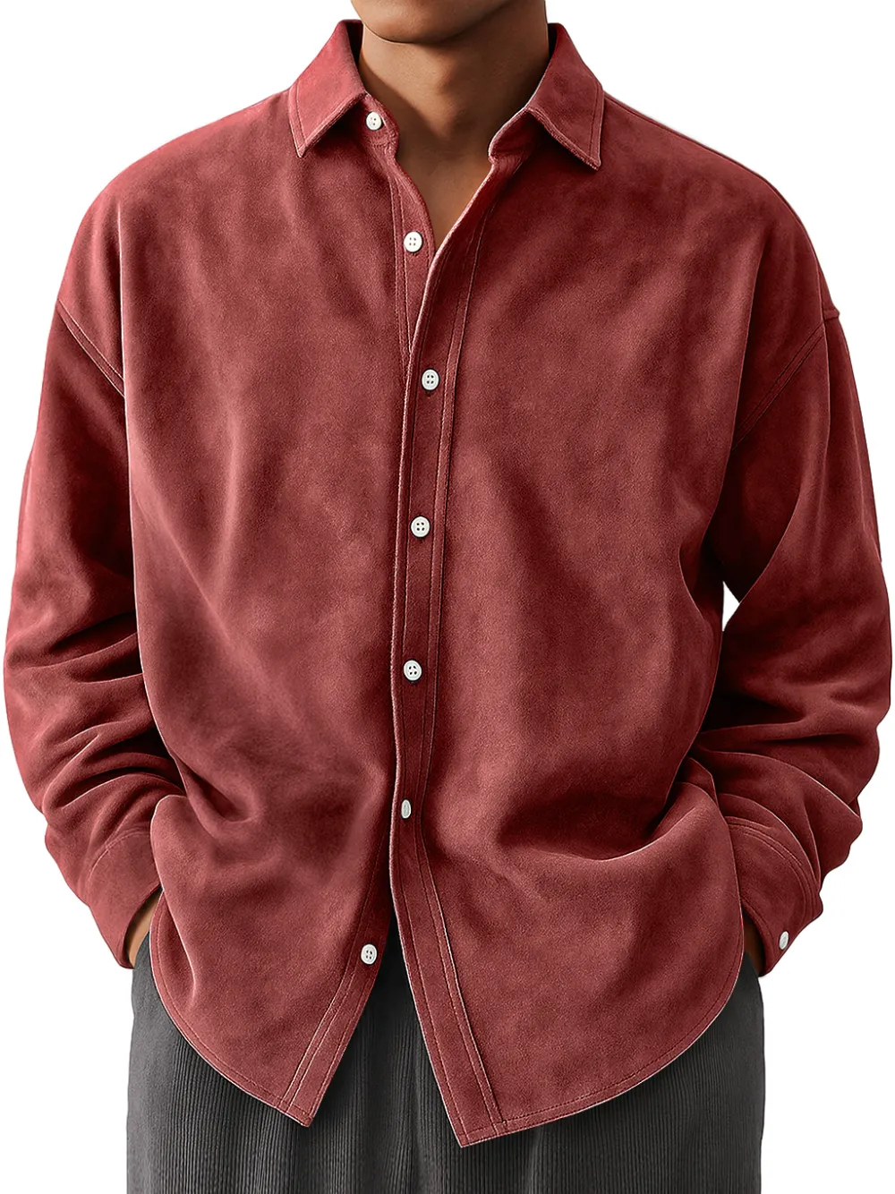 Suede Feel Long Sleeve Shirt