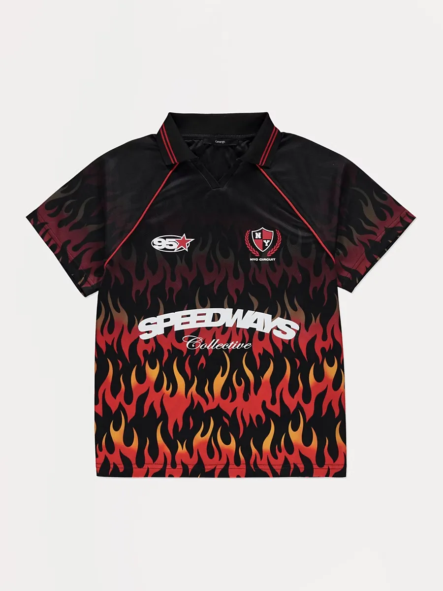 Black Flame Speedway Polo Top