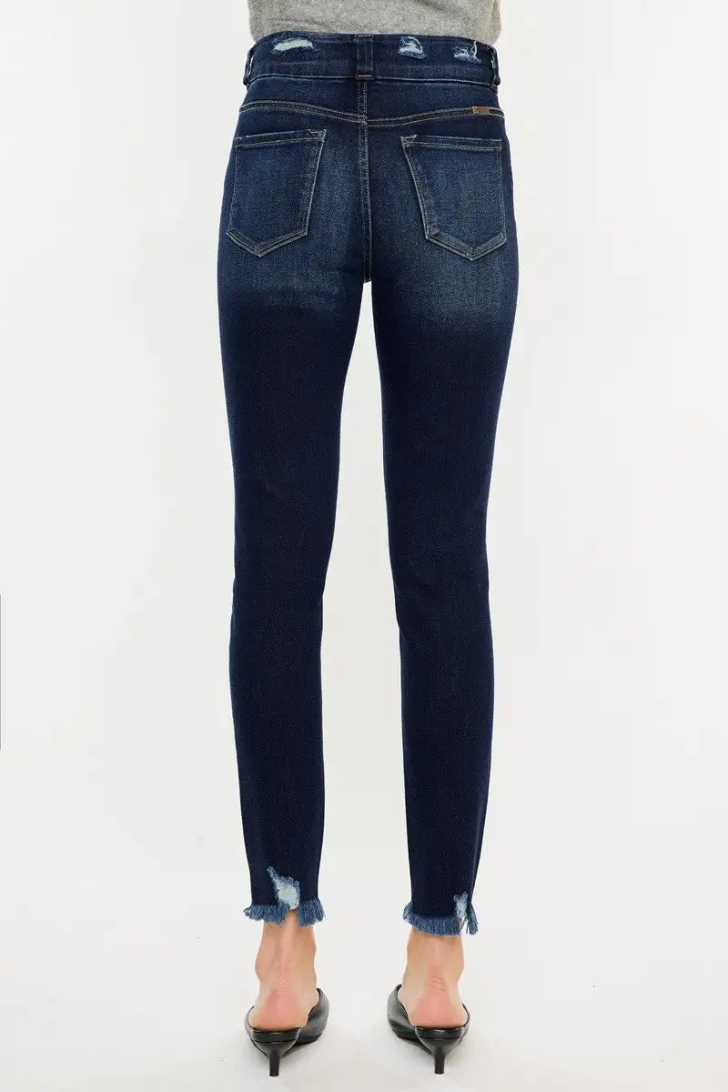 High Waist Raw Hem Jeans