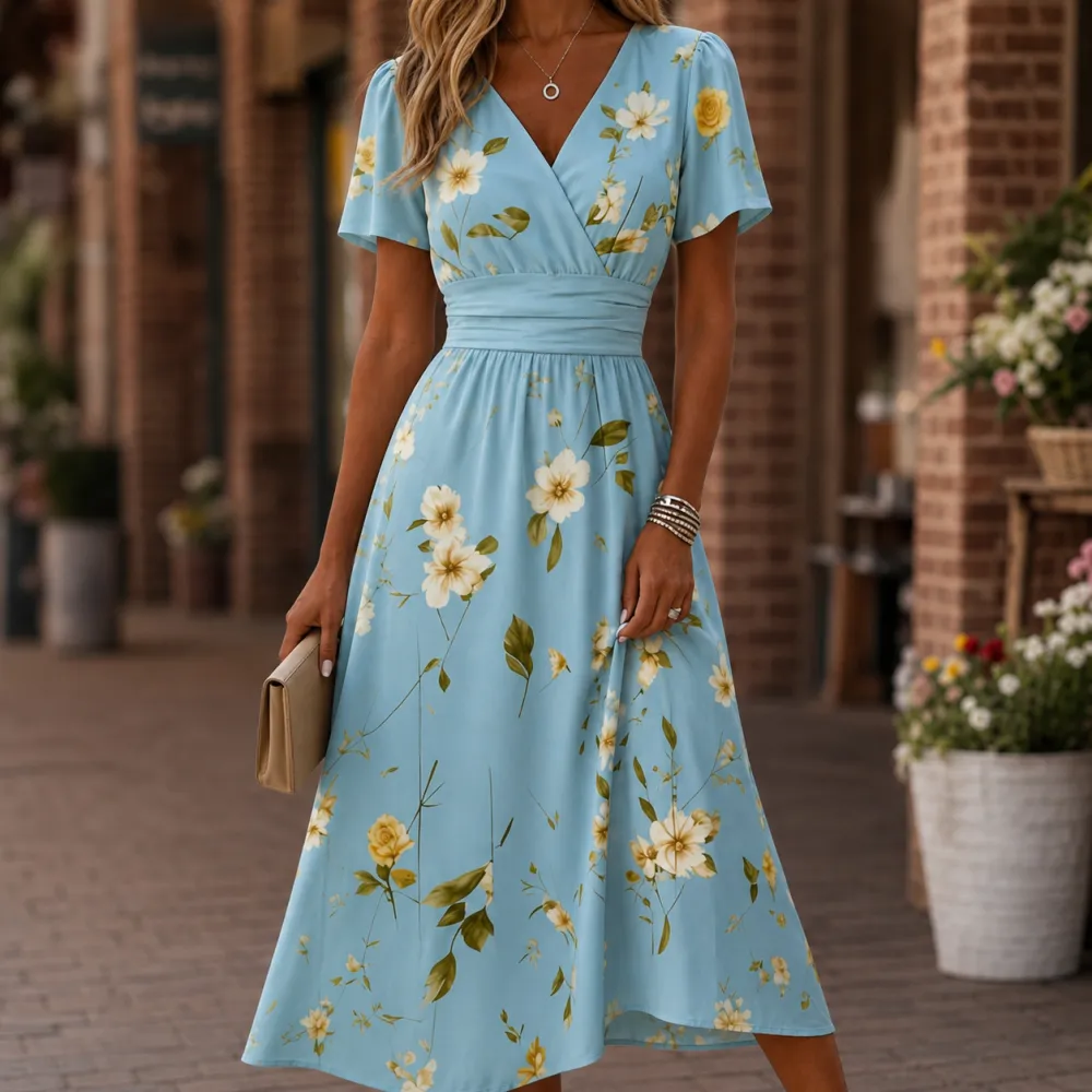 Classic Refined Women's Wrap Midi Dress