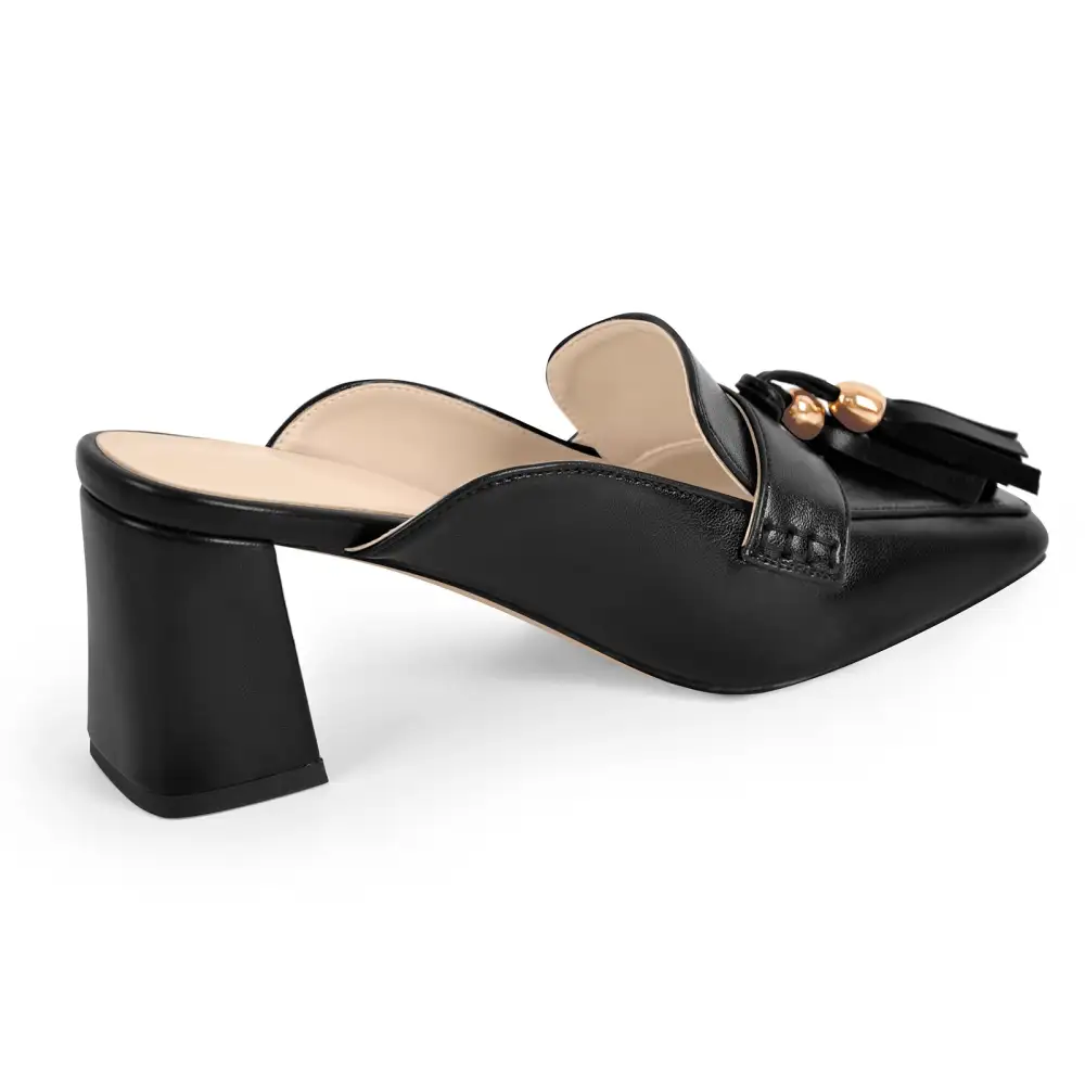 Square Toe Chunky Heel Heeled Mules
