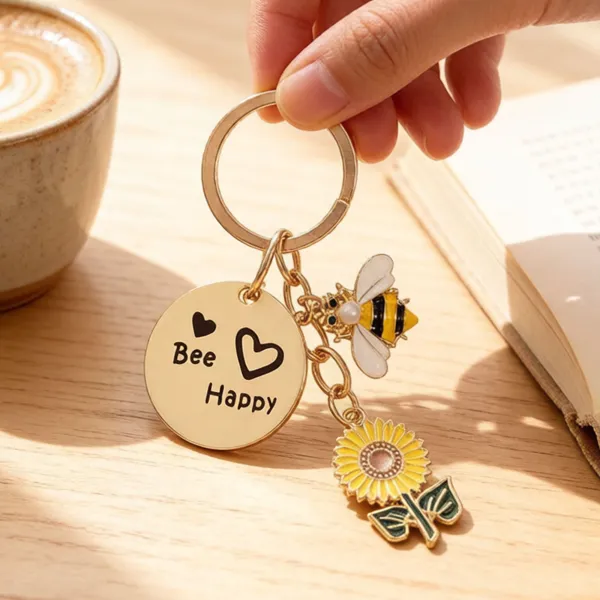 Refined Sunflower Charm Keychain