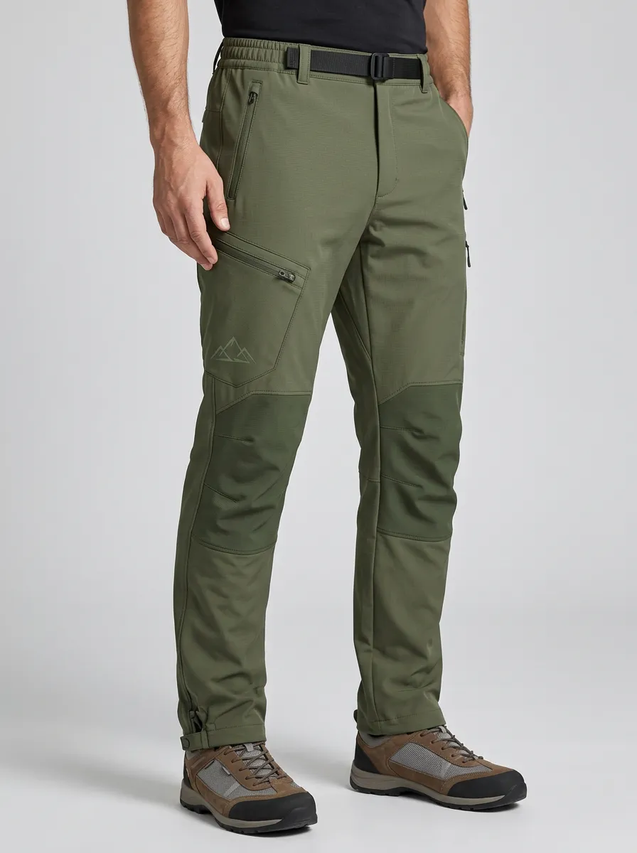 Men's Utility Cargo Pants with Printed Mountain Print