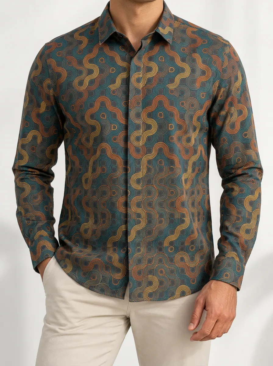 Men's Wave Casual Printed Shirt