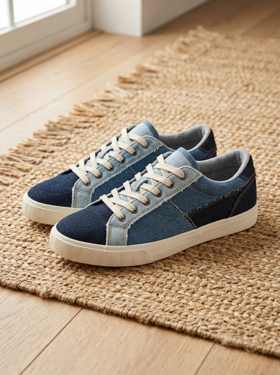 Women's Casual Style Patchwork Denim Printed Sneakers